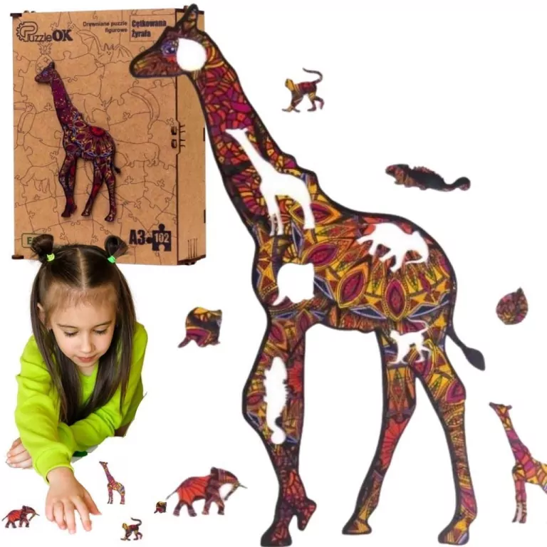 Puzzle drewniane eko 102. Cętkowana żyrafa - tantis.pl