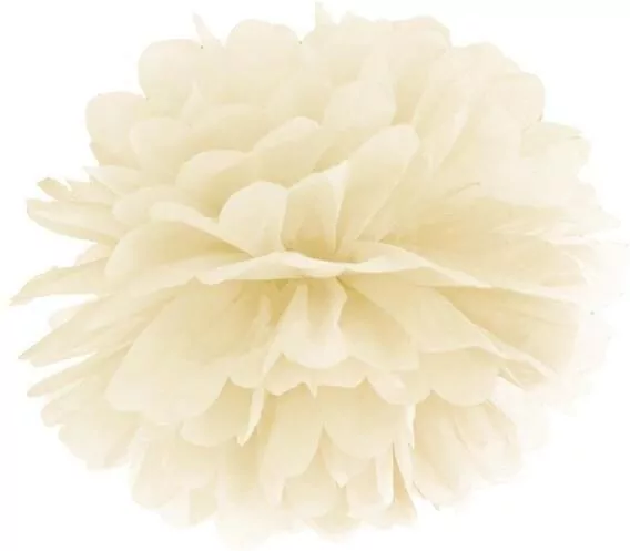 Pompon bibułowy kremowy 35cm - tantis.pl