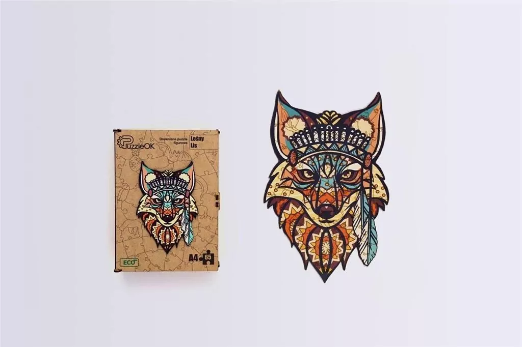 Puzzle drewniane eko 65 Leśny lis A4 - tantis.pl