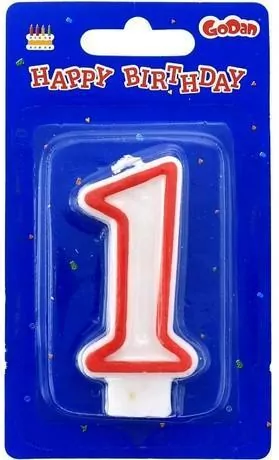 Świeczka 1 czerwony kontur 7cm - tantis.pl