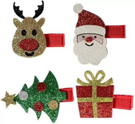 Świateczne brokatowe spinki MIX