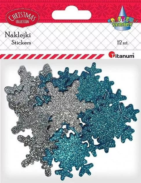 Naklejki piankowe, brokatowe. Śnieżynki. Mix - tantis.pl