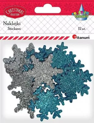 Naklejki piankowe, brokatowe. Śnieżynki. Mix