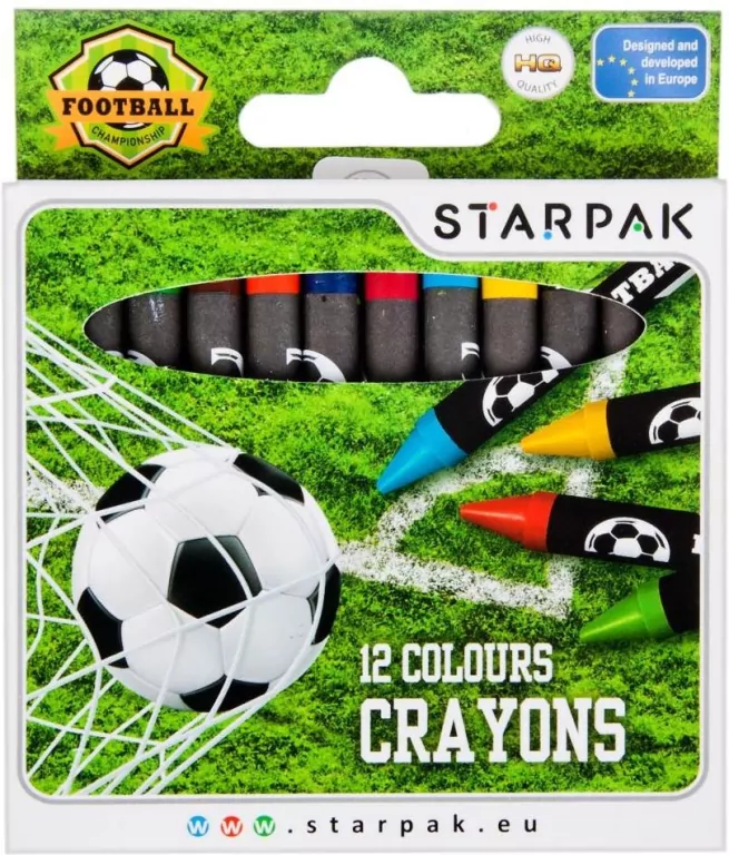 Kredki woskowe 12 kolorów Football - tantis.pl