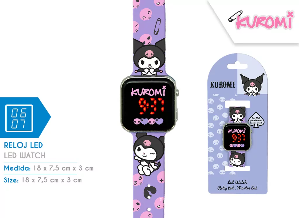 Zegarek LED z kalendarzem Kuromi KU00001 - tantis.pl