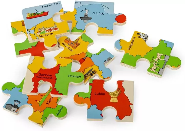 Puzzle Mapa drewniane 25x25cm - tantis.pl