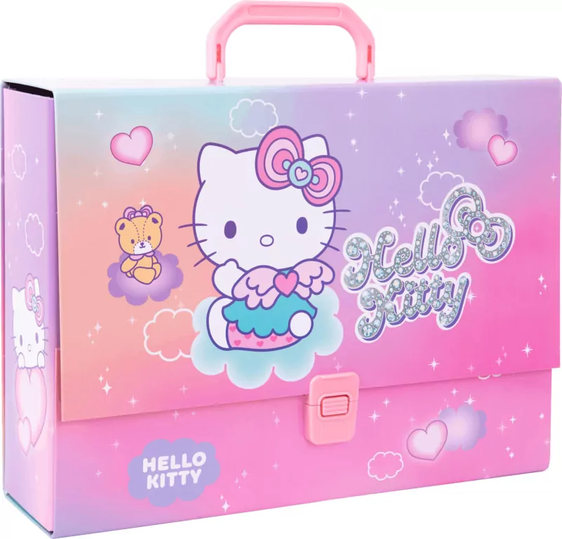Teczka przestrzenna tekturowa z gumką A4 Hello Kitty Pink wzór 3 - tantis.pl