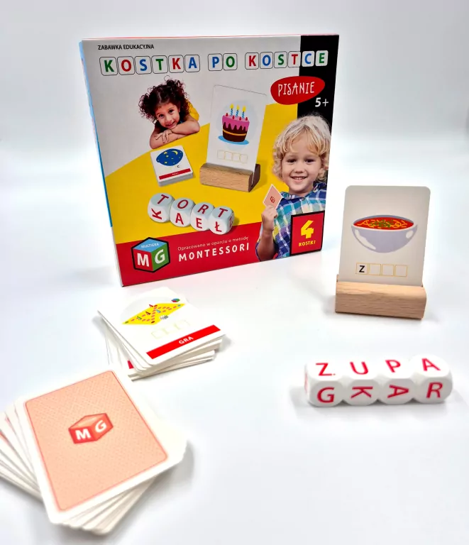Kostka po kostce. Pisanie. Zabawka edukacyjna Montesori - tantis.pl