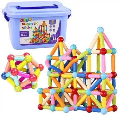 Klocki magnetyczne konstrukcyjne patyczki 3D 166el - tantis.pl