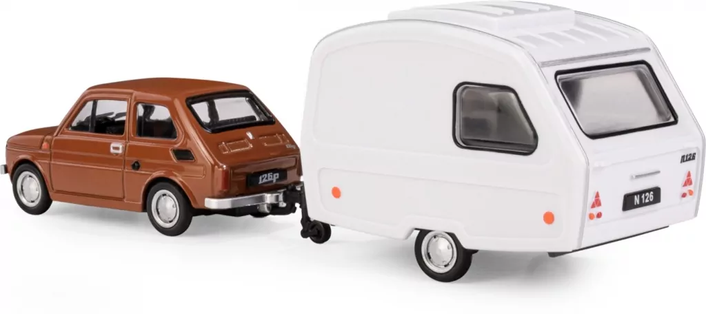 Fiat 126p + przyczepa Niewiadów Kemping brązowy - tantis.pl