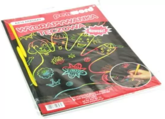 Wydrapywanka tęczowa A4 10 arkuszy + 2 rylce