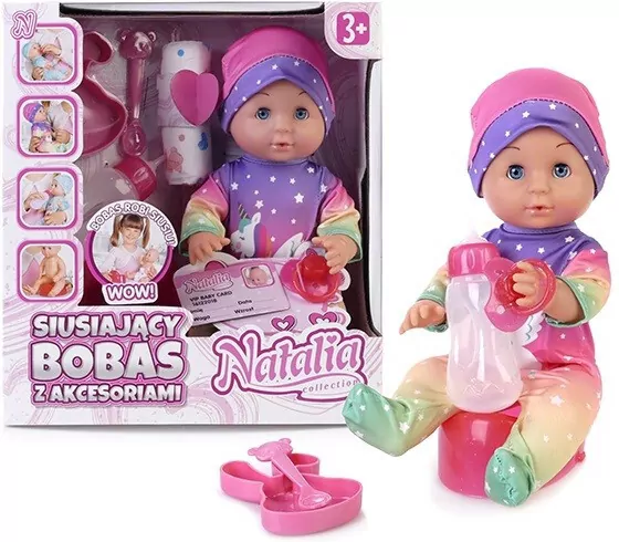 Lalka Natalia. Siusiający bobas z akcesoriami 30 cm - tantis.pl