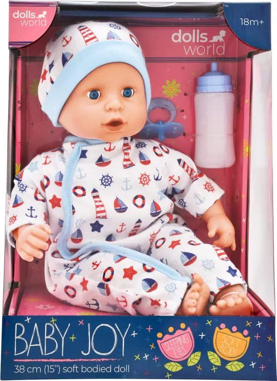 Dolls World Lalka Baby Joy 38cm ubranko białe - tantis.pl