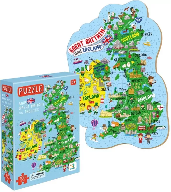 Puzzle 100. Mapa Wielkiej Brytanii i Irlandii - tantis.pl