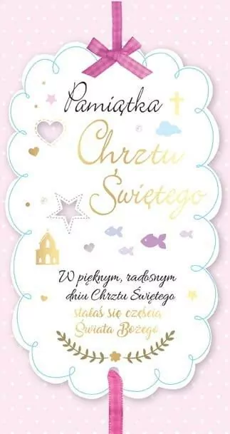 Karnet PM-069 Chrzest (różowy) - tantis.pl