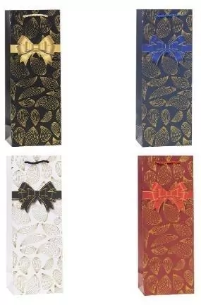 Torebka ozdobna na butelkę 12x35x9cm mix ROZETTE - tantis.pl