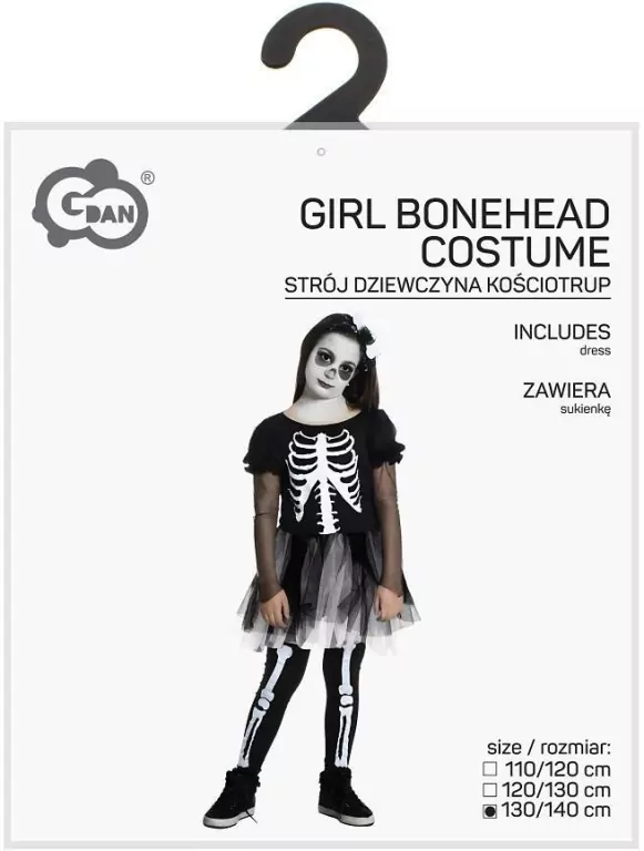 Strój dla dzieci Dziewczyna Kościotrup 130/140cm - tantis.pl