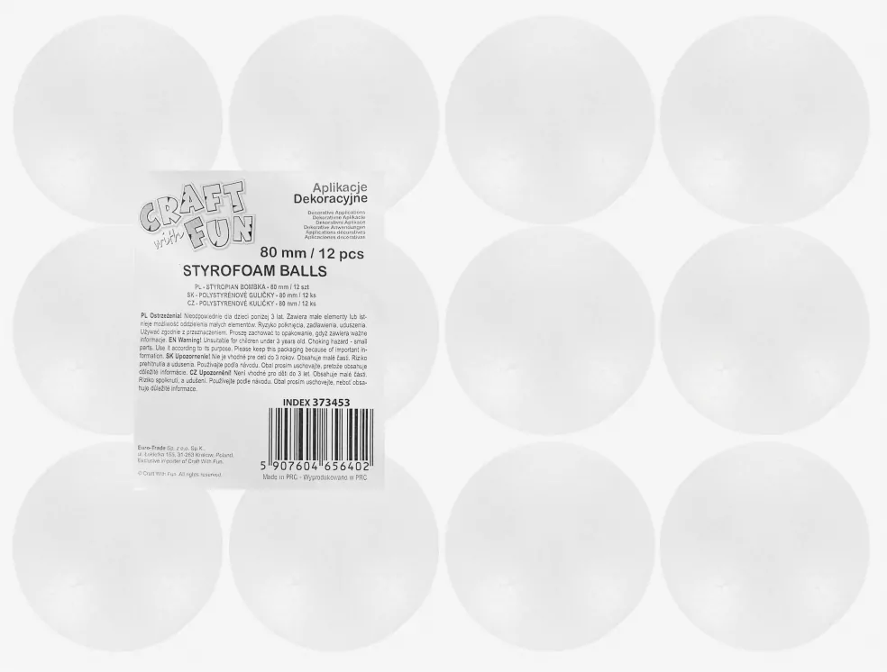 Bombka styropianowa 80mm, 12 elementów - tantis.pl