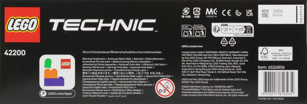 LEGO® Monster Jam™ ThunderROARus™ z napędem typu pull-back 42200 - tantis.pl