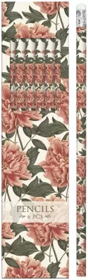 Ołówki ozdobne, piwonie. Zestaw 6 sztuk