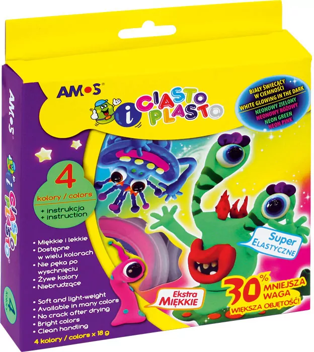 Ciasto Plasto Fluo 4 kolory - tantis.pl