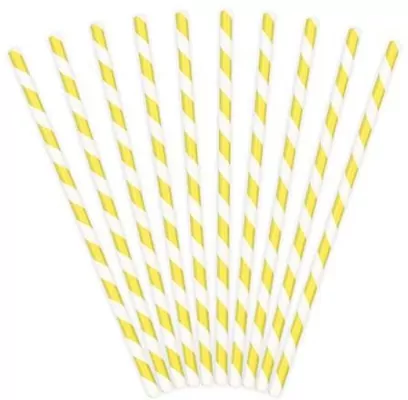 Słomki papierowe żółte 19,5cm