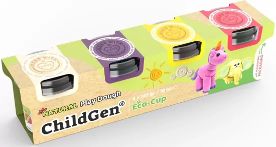 Ciastolina naturalna w eko-kubkach zestaw 4 kolory