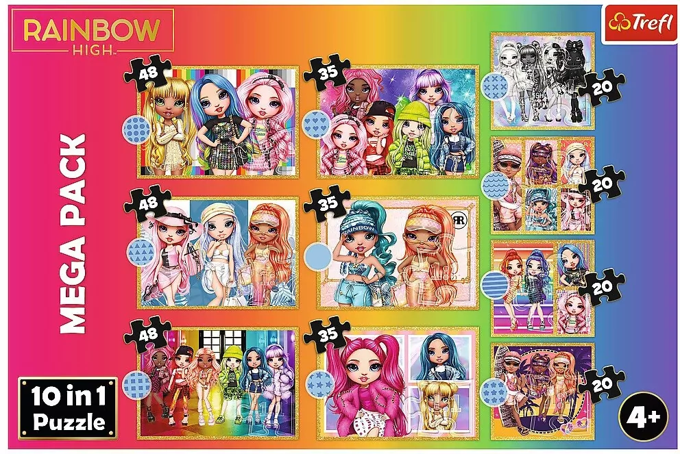 Trefl. Puzzle 10w1. Kolekcja modnych laleczek. Rainbow High - tantis.pl