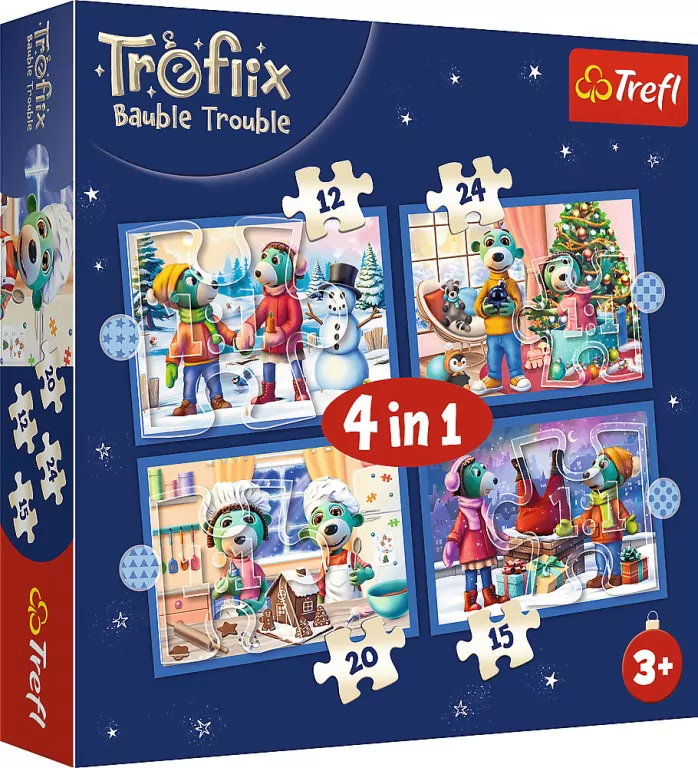 Puzzle 4w1 U Treflików pada śnieg TREFL - tantis.pl