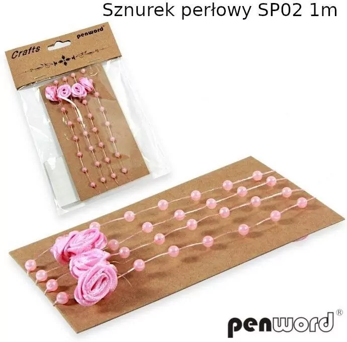 Sznurek perłowy różowy 1m - tantis.pl