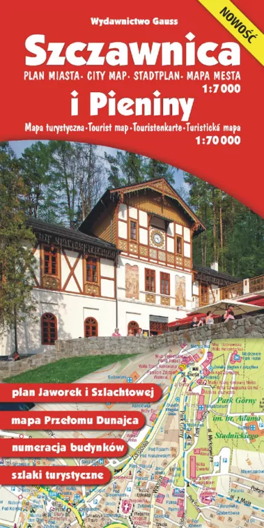 Szczawnica plan miasta 1:7 000 i pieniny mapa turystyczna 1:70 000 - tantis.pl