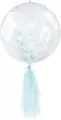 Balon PVC z konfetti i frędzlami niebieski - tantis.pl