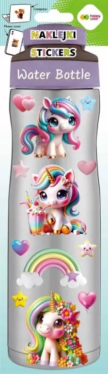 Naklejki Water Bottle Unicorns 83x286 HAPPY COLOR - tantis.pl