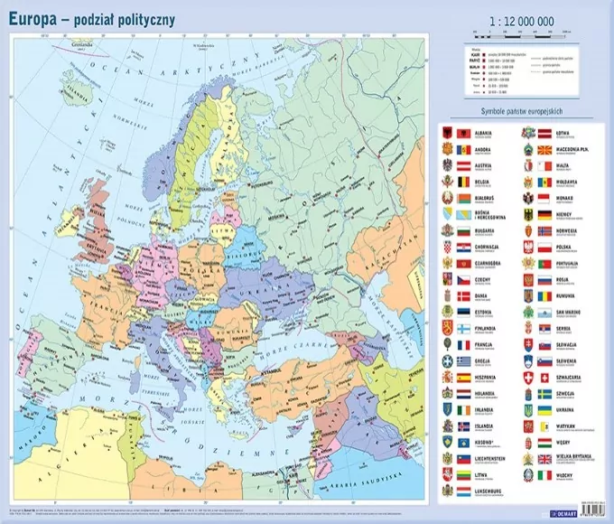 Mapa polityczna Europy plansza edukacyjna - tantis.pl