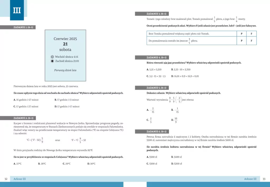 Matematyka. Arkusze egzaminacyjne. Egzamin ósmoklasisty - tantis.pl