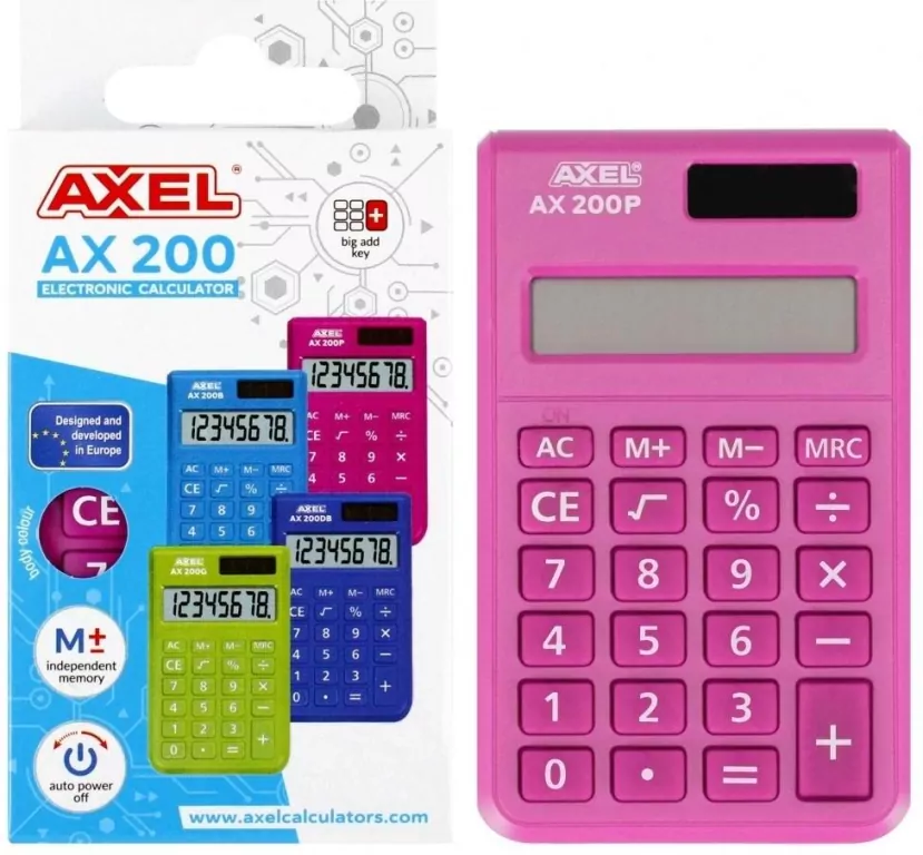 Axel. Kalkulator Axel AX-200P, różowy - tantis.pl