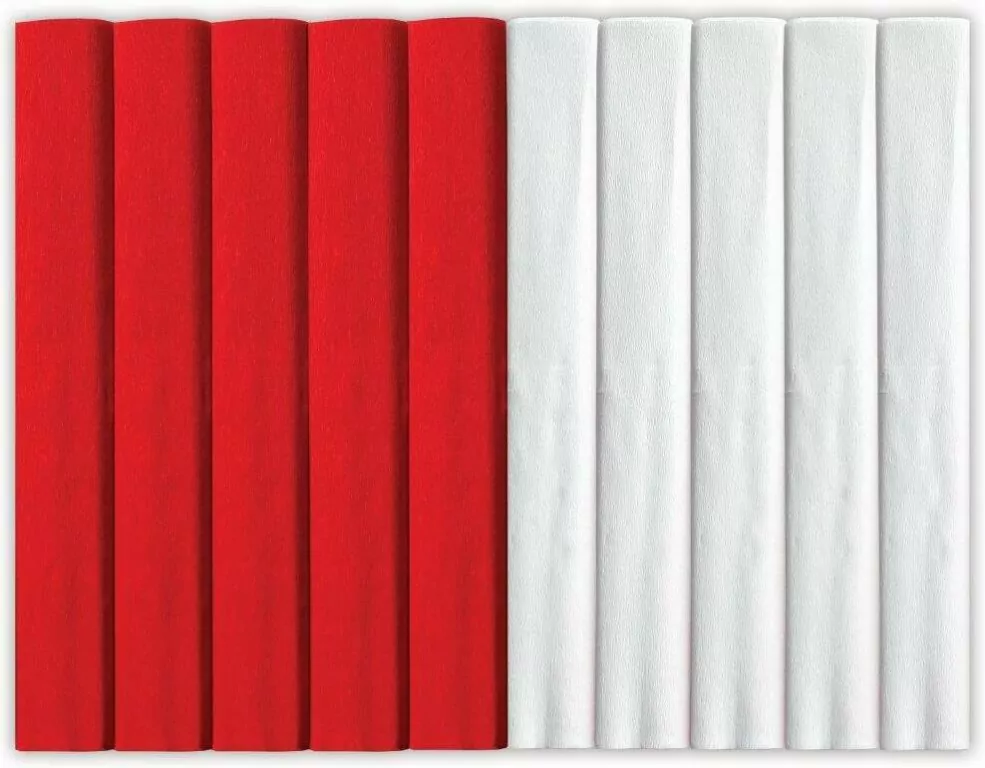 Bibuła marszczona biało-czerwony 25x200cm mix - tantis.pl