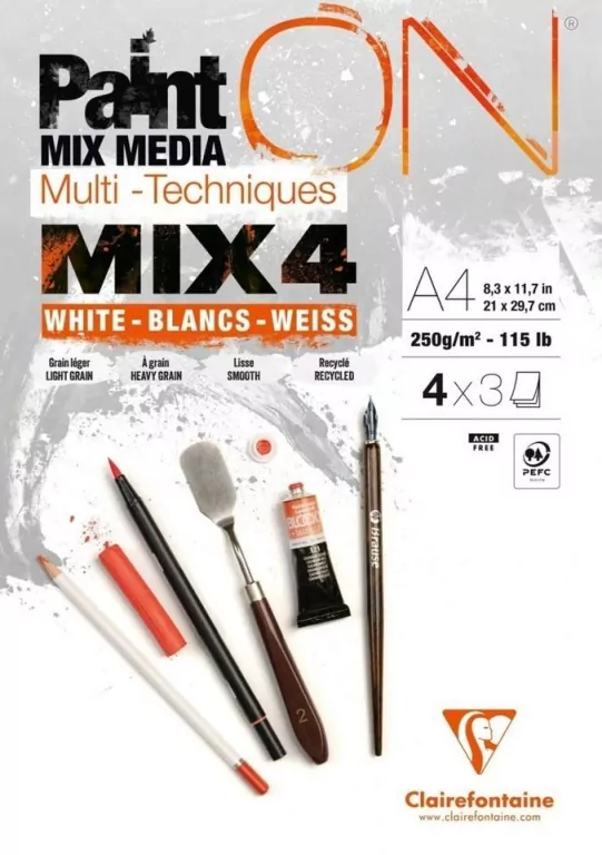 Blok A4 białych papierów mix4 250g 12ark - tantis.pl