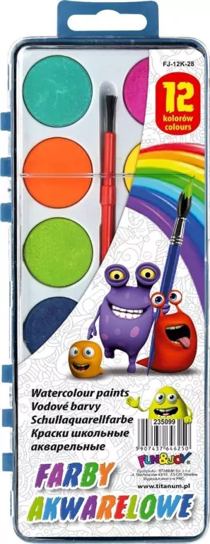 Farby akwarelowe 12 kol. Fun & Joy FJ-12K-28 - tantis.pl