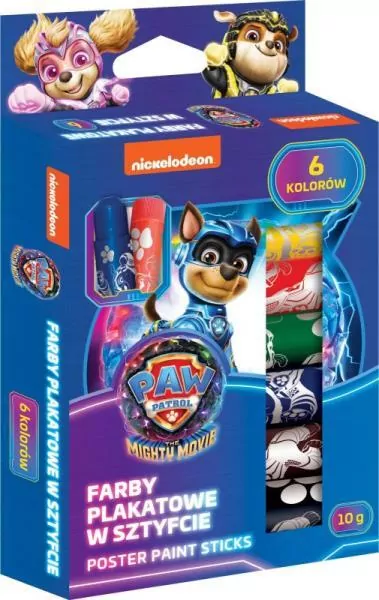 Farby plakatowe w sztyfcie Psi Patrol 6 kolorów po 10 g - tantis.pl