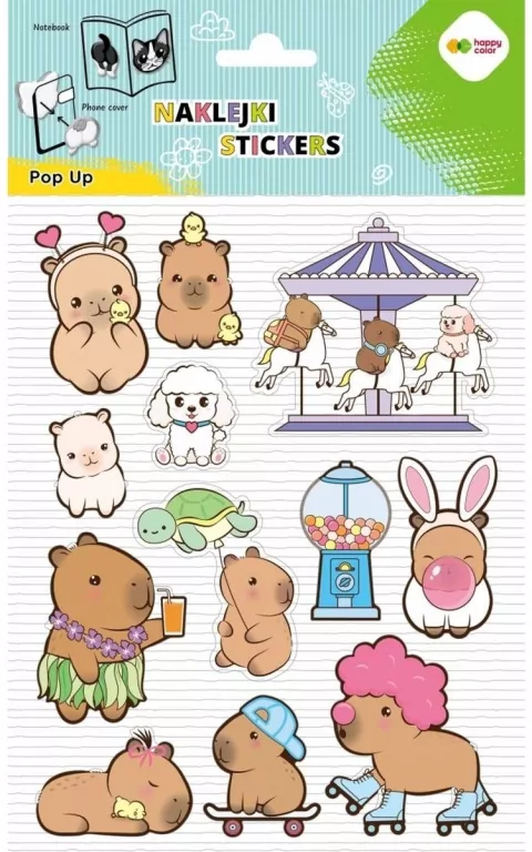 Naklejki 3D Pop Up Kapibara 146x240 HAPPY COLOR - tantis.pl