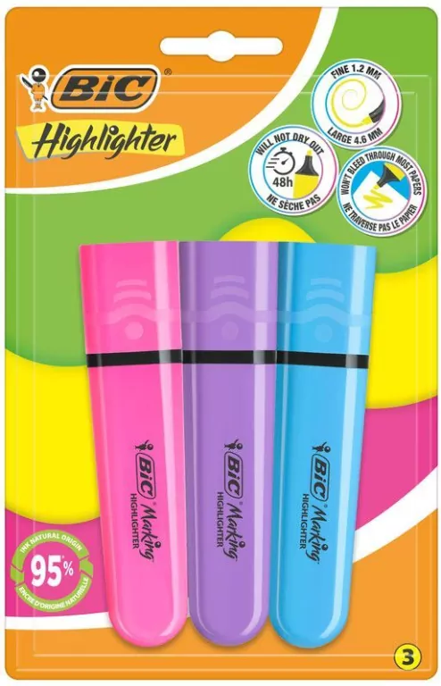 Zakreślacz Flat Neon mix 3szt BIC - tantis.pl