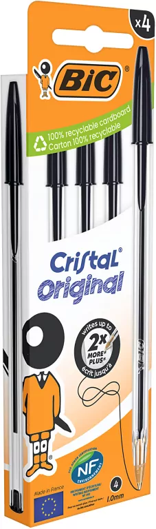 Długopis Cristal Original BIC czarny pouch 4 szt. - tantis.pl