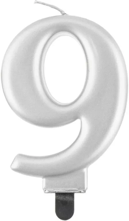 Świeczka B&C 9 metalik srebrna 8,0cm - tantis.pl