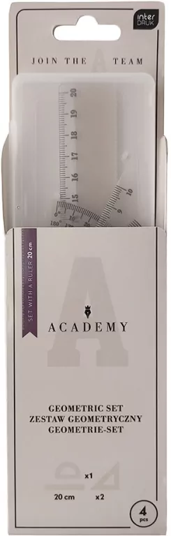 Zestaw geometryczny Academy z linijką 20cm mix - tantis.pl