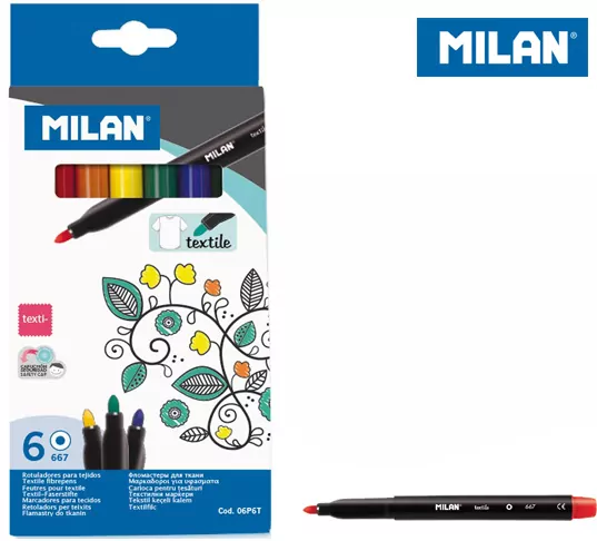 MILAN. Flamastry do tkanin, 6 kolorów - tantis.pl