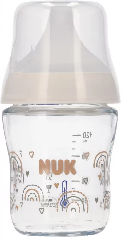 NUK. Perfect Match. Butelka. 120 ml. Z silikonowym smoczkiem. Tęcza - tantis.pl