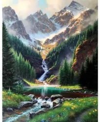 Malowanie po numerach. Potok w górach 40x50cm