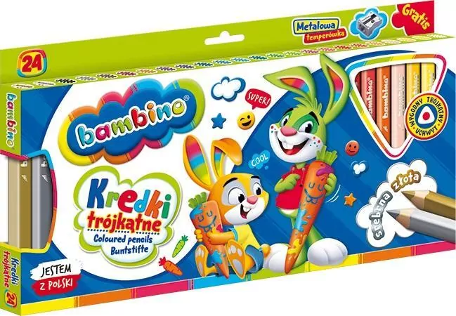 Kredki trójkątne Bambino. 24 kolory - tantis.pl