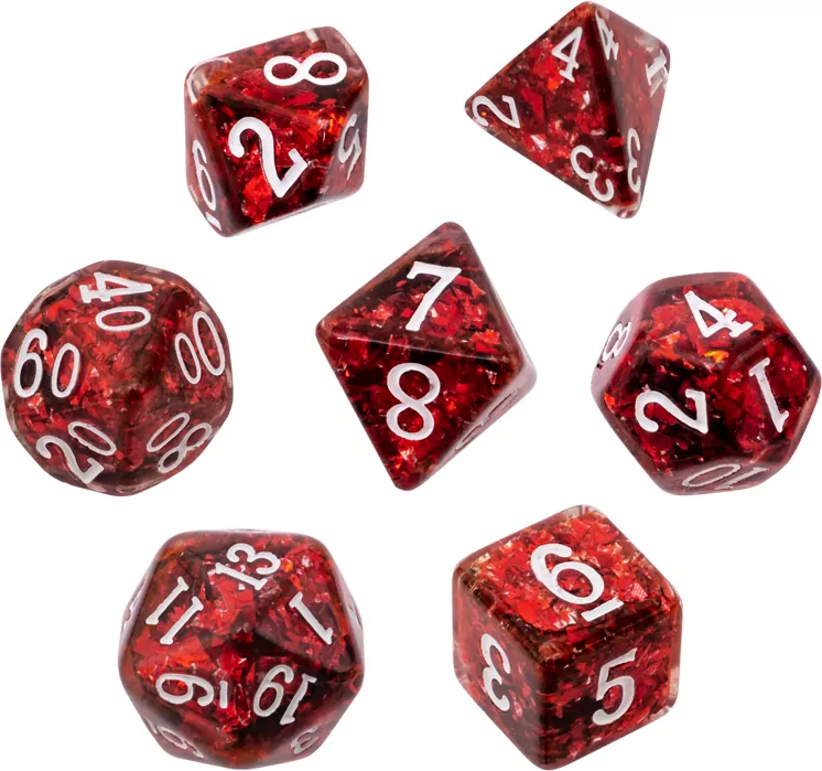 Komplet kości RPG czerwone Gęsty rdzeń - tantis.pl